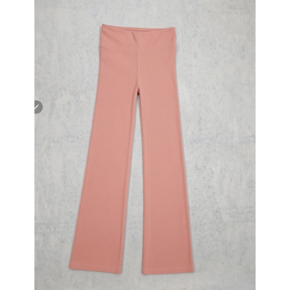 Pact Pants Womens M Flare Leg Ribbed Stretch Pink Pull On Lounge Yoga Active